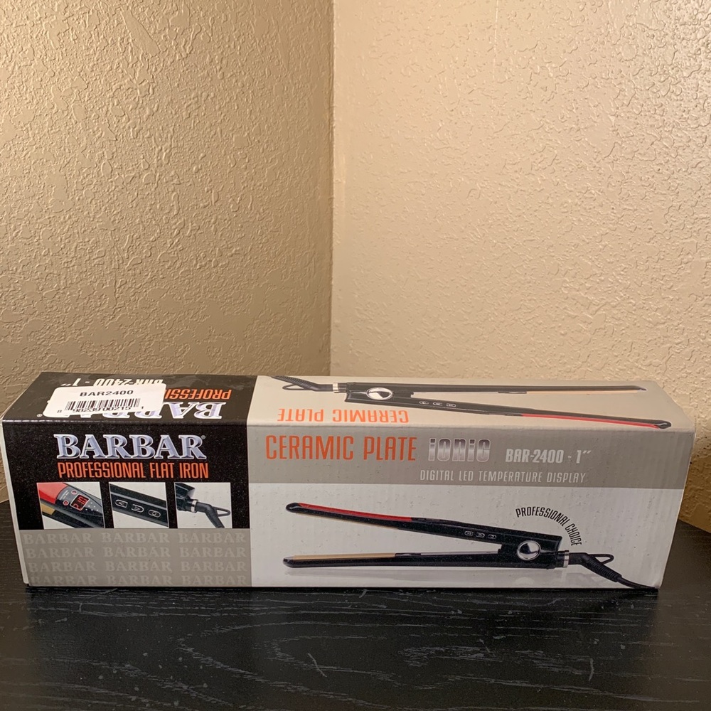 Barbar 2400 Ceramic Ionic Flat Iron 1 inch- Black